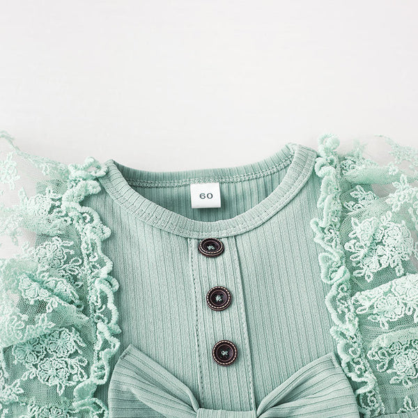 Lace mint romper and headband, BG