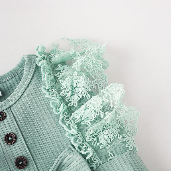 Lace mint romper and headband, BG