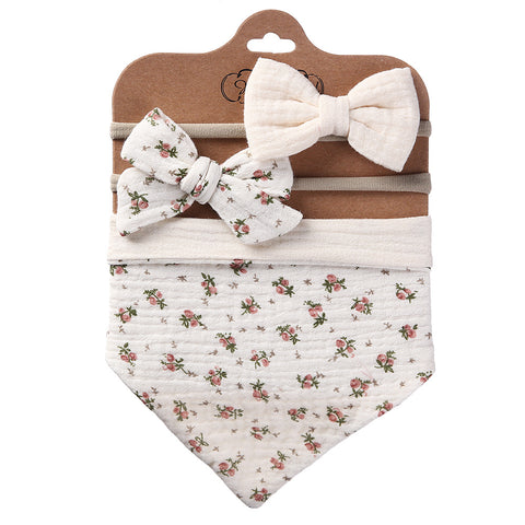 Floral Bandanna Bib with headbands