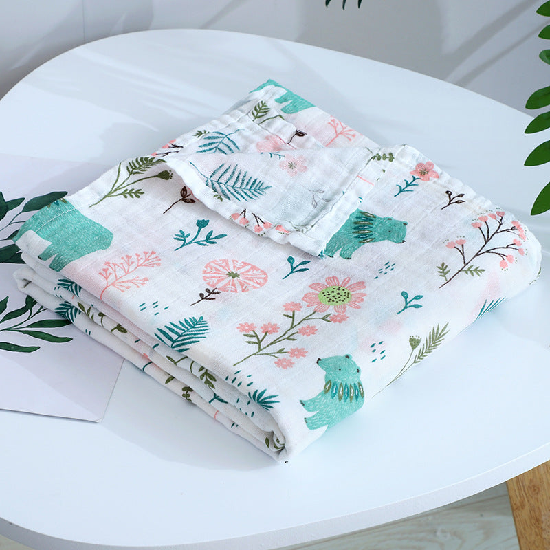 Floral Bear, Cotton Muslin