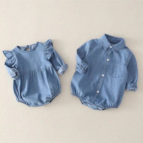 Baby boy denim romper, BB