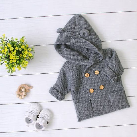 Hooded knitted cardigan, US